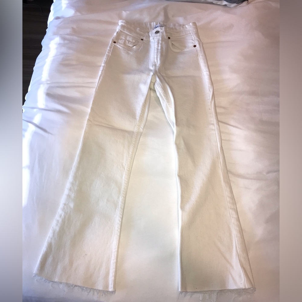 Cropped Flare White Zara Jeans